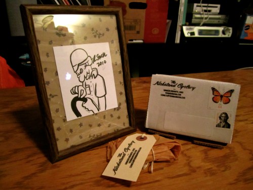 Signed drawing of Yehuda, and charred piece of the origanal Kickstand